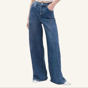 $268 Rag & Bone Miramar Sofie Wide-Leg Pants Cotton Terry Color Almeda Size 32